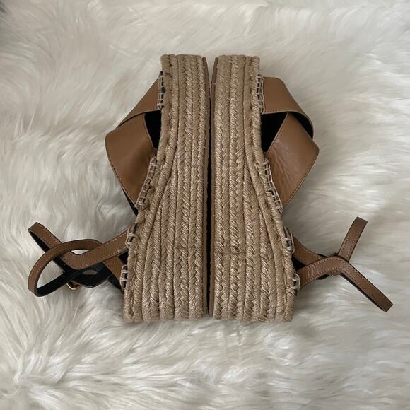 Rag & Bone Sandals Womens EU 41 US 11 Tan Hera Leather Platform Wedge Espadrille - Picture 8 of 13
